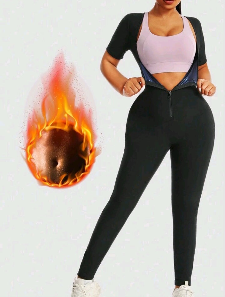 Zip Front Heavy Sweating  Jumpsuit