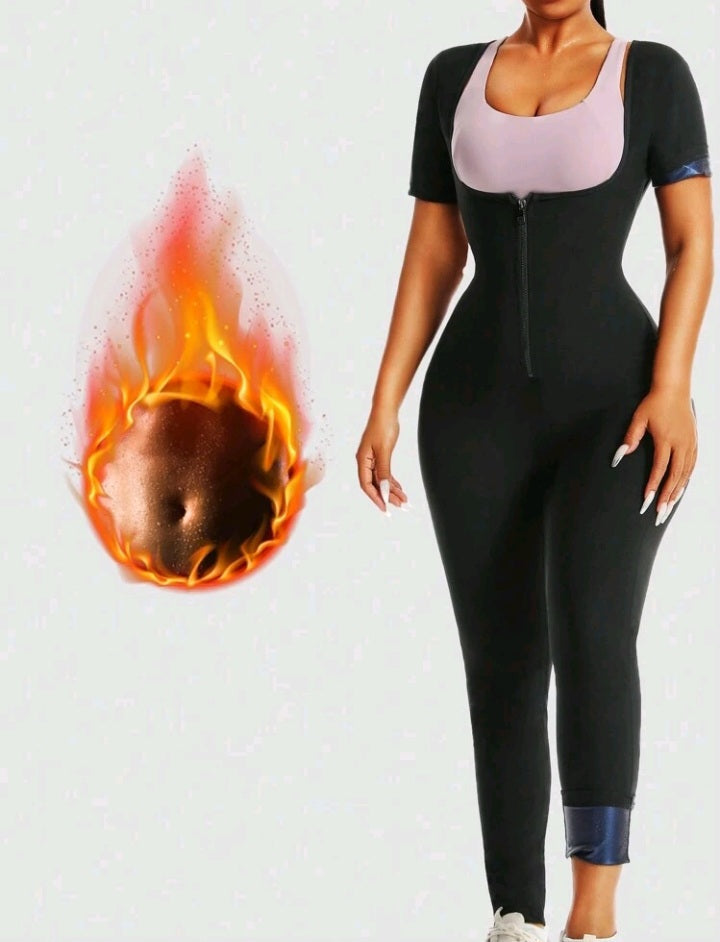 Zip Front Heavy Sweating  Jumpsuit